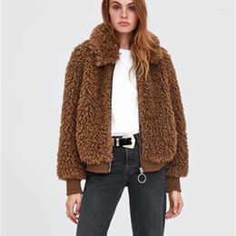 Women's Fur 2022 Winter Lamb Wool Teddy Coats Women Thick Warm Solid Jackets Ladies High Street Faux Coat Cwf0133-5