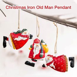 Christmas Decorations Retro Iron Father Santa Claus Snowman Pendant Vintage Metal Tree Hanging Ornament Decoration