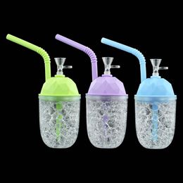 smoke accessory Plastic Cups Water Pipes Round hookah freeze cooling cup bubbler Smoking bongs silicone oil hookahs glass oil burner pipe
