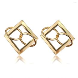 Stud Earrings Big Square Metal For Women Gold Colour Geometric Statement Unique Design Fashion Jewellery 2022