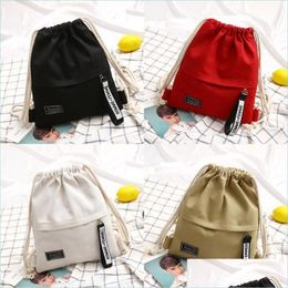 Storage Bags Fashion Canvas Dstring Backpack Bag Cinch Sack Fashionable Accesories Portable Casual String Sackpack Rucksacks 155 K2 D Dhcuv
