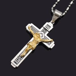 Pendant Necklaces ATGO Crucifix Cross Trendy 316L Stainless Steel Jesus Chain Necklace Men Women Gift BP1971