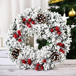 Decorative Flowers Christmas Decoration Pine Needle Garland Handmade White Snowflake Ring Door Hanging Window Props