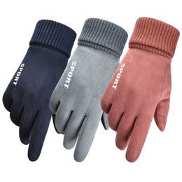 Winter Faux Suede Gloves Home Windproof Touchscreen Warm Men Women Cycling Gloves