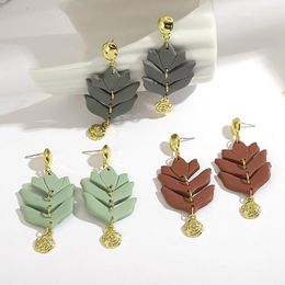 Dangle Earrings AENSOA Handmade Shaped Polymer Clay Drop For Women Gold Colour Metal Flower Pendientes Jewellery 2022