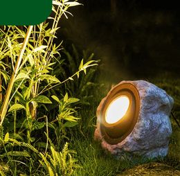 Solar Garden Lights outdoor landscape spotlight waterproof resin imitation stone lamp led lawn tree