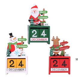 3D Christmas Wood Calendar Cute Santa Milu Deer Snowman Printed Calendar Children Gifts Party Gifts Decorations JNB16409