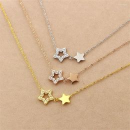 Pendant Necklaces Martick Double Link Stars Shape Chocker Europe Brand Chain Necklace For Woman Gift Never Fade P6