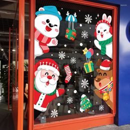 Christmas Decorations Electrostatic Sticker Santa Claus Xmas Elk Window Stickers Wall Ornaments Noel Pendant Merry For Home