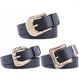 Belts Black Leather For Women Fashion Jeans Classic Retro Simple Square Buckle Female Belt Pin Sword Goth Luxury Punk Gothic