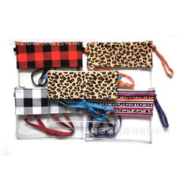 Storage Bags Women Leopard Shoder Pvc Storage Bags Totes Cosmetic Transparent Waterproof Crossbody Clear Fashion Grid Grain Handbags Dhi4G