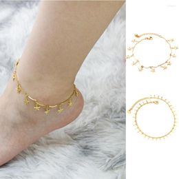 Anklets ASONSTEEL Tassel Stars Chain Anklet Stainless Steel Gold Color For Women Accessories Summer Beach Fashion Jewelry Foot Sandals