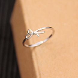 Bow Ring for Girl 2022 Fashion Casual 925 Sterling Silver Ring Opening Adjustable Jewellery Women Gifts