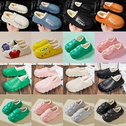 Cotton Slippers Warm Shoes Ordinary Cartoon Irregular Watercolour Graffiti Plush Indoor and Outdoor Couple's Winter Snow Boots Women Men's Full Sizes EUR36-45