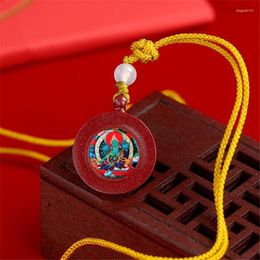 Pendant Necklaces Cinnabar Double-sided Small Round 2.4 2cm Buddha Necklace 70cm Chain Length High Quality Decorations