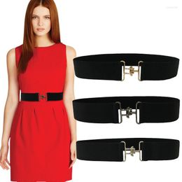 Belts Women's Belt Wide Elastic Stretch Waist Dress Accessories Waistband Corset Black Metal Buckle Ceinture Femme Width 4CM