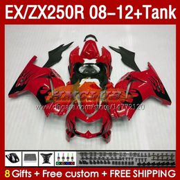 OEM Fairings & Tank For KAWASAKI NINJA ZX250R EX ZX 250R ZX250 EX250 R 08-12 163No.44 EX250R 08 09 10 11 12 ZX-250R 2008 2009 2010 2011 2012 Injection Fairing red flames blk