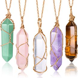 Pendant Necklaces Crystal Healing Stones Spiritual Natural Gemstone Jewellery With Adjustable Chain For Women Girls Drop Delivery 2022 Ammcq