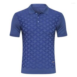 Men's Polos Shirt Silk Men 2022 Style Short Sleeve Fashion Bottom Collar Elasticity Material Gentleman M-5XL