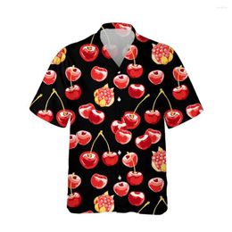 Men's Casual Shirts Jumeast 3d Cartoon Cherry Printed Mens Hawaiian Shirt Short Sleeve Fashion Fruit For Men Loose Tops Streetwear
