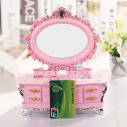 Decorative Figurines Birthday Cake Music Box Drawer Musical Jewellery With Mirror Gift For Girl Home Decor