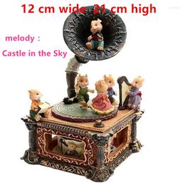 Decorative Figurines Retro Mouse Music Box Birthday Gift Girl Ie Couple Heart Wedding Decoration Carousel