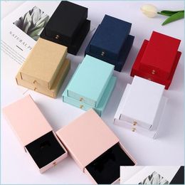 Jewelry Pouches Bags Jewelry Pouches 2022 Arrive 7 Colors Paper Der Box With Rivet Black Foam Insert Packaging Boxes For Necklace Br Dhtti