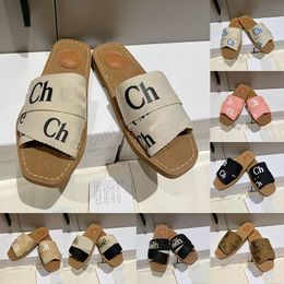 Designer flache Mule Hausschuhe Sandalen Damen Damen Mode Hausschuhe Leinwand Brief sticken weiß schwarz Mantel Slipper Sneakers