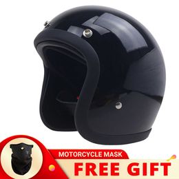 Cycling Helmets Genuine Vintage TT Fibreglass Open Face Motorcyc Helmet Retro Scooter Riding 3/4 Jet Casco Moto Capacete DOT Approved L221014