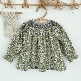 Shirts Baby Girls Corduroy Doll Shirt Korean Style Toddler Princess Flower Casual Fashion Cotton Tops