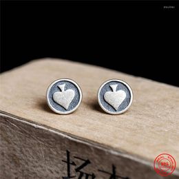 Stud Earrings MKENDN Personalized 925 Sterling Silver Men Women Black Heart Street Punk Hip-Hop Jewelry