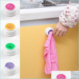 Hooks Rails Round Plastic Sucker Hook Holder Towel Storage Rack Wash Cloth Clip Kitchen Bathroom Supplies Mti Colour 0 91Bs C R Dro Dhmox