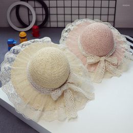 Hats Summer Sun Hat Kids Girls Lace Flowers Caps Breathable Straw Elegant Lovely Baby Bonnet
