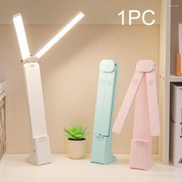 Table Lamps 180 Degrees Rotation Touch Control Dormitory Studying LED Desk Lamp USB Rechargeable Foldable Portable Double Head Plastic