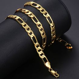 Pure 24k Solid Fine Gold AUTHENTIC FINISH Chain Necklace Jewellery Heavry Figaro Men 550mm 10mm