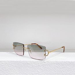 Rimless Sunglasses Gold/Green Fade Men Classic Sun Glasses Summer Fashion Outdoor Shades Eyewear with Box