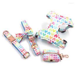 Dog Collars Colourful Walking Harness Pet Collar Leash Bow Garbage Bag Set Dogs Accessoires And Cat Accessories