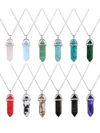 Pendant Necklaces Hexagonal Chakra Crystal Shape Gemstone Pointed Quartz Stone Chain Artificial With Storage Bag Drop Delivery 2022 Amfk0