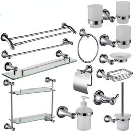 Bath Accessory Set Brass Shower Shelf Chrome Towel Rack Toothbrush Cup Toilet Brush Paper Holder Hook Soap Dish Bathroom Accessories