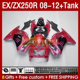 &Tank OEM Fairings For KAWASAKI NINJA ZX-250 ZX250 EX250 R ZX250R 08 09 10 2011 2012 163No.222 EX ZX 250R EX250R ZX-250R 2008 2009 2010 11 12 Injection Fairing pink glossy