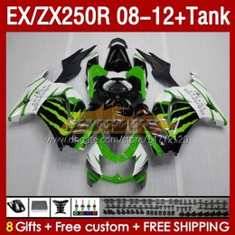 &Tank OEM Fairings For KAWASAKI NINJA ZX-250 ZX250 EX250 R ZX250R 08 09 10 2011 2012 163No.220 EX ZX 250R EX250R ZX-250R 2008 2009 2010 11 12 Injection Fairing green stock