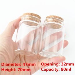 Storage Bottles 6 Pcs/lot 32 47 70mm 80ml Glass Bottle Stopper Little Jars Spicy Transparent Vial Candy Containers