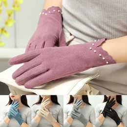 Fashion Winter Velvet Gloves Women Girl Elegant Full-finger Mittens Gloves Soft Warm Touch Screen Sports Driving Gloves Gift