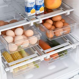 Storage Bottles Transparent Push-pull Refrigerator Container Box Automatic Rolling Fruits Vegetable Egg Drawer Organizer