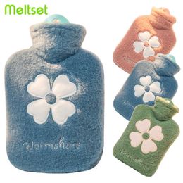 Decorative Objects Figurines 500/1000ML Hot Water Bottle Bag Warm Winter Hand Warmer Flower Pattern Hot Water Bag with Cover for Women Girls Y2210