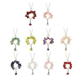 Natural Stone Life Tree Necklaces Crystal Pendant Necklace Yoga Energy Stone Fashion Jewellery Accessories