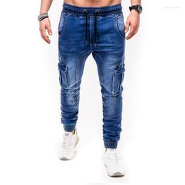 Men's Jeans Men's Washed Denim Sweatpants Spring Autumn Multi Pocket Cargo Pants Korean Fashion Clothing Baggy Mens Street Wear
