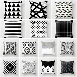 Pillow 45X45CM Nordic Black And White Geometry Cover Sofa Throw Pillows Decorative Couch Modern Simple Pillowcase