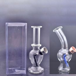 Wholesale Protable Glass water tobacco hand pipe smoking dab rig bong with metal dry herb bowl with Individual packing