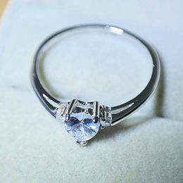 Romantic Heart CZ Diamond Wedding Rings for Women Real 925 Sterling Silver Engagement Jewelry Ring Love Gift Anillo Bague